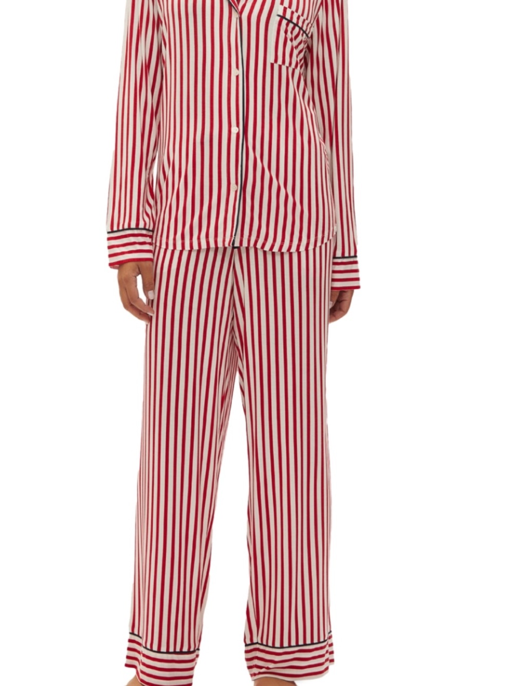 Gap Body Red & White Striped Pajama Set Top Large Pants XL NWT